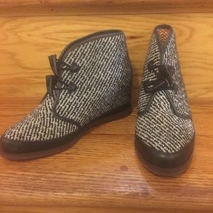 80%20 Tweed Elliot Wedge Booties Boots Size 6